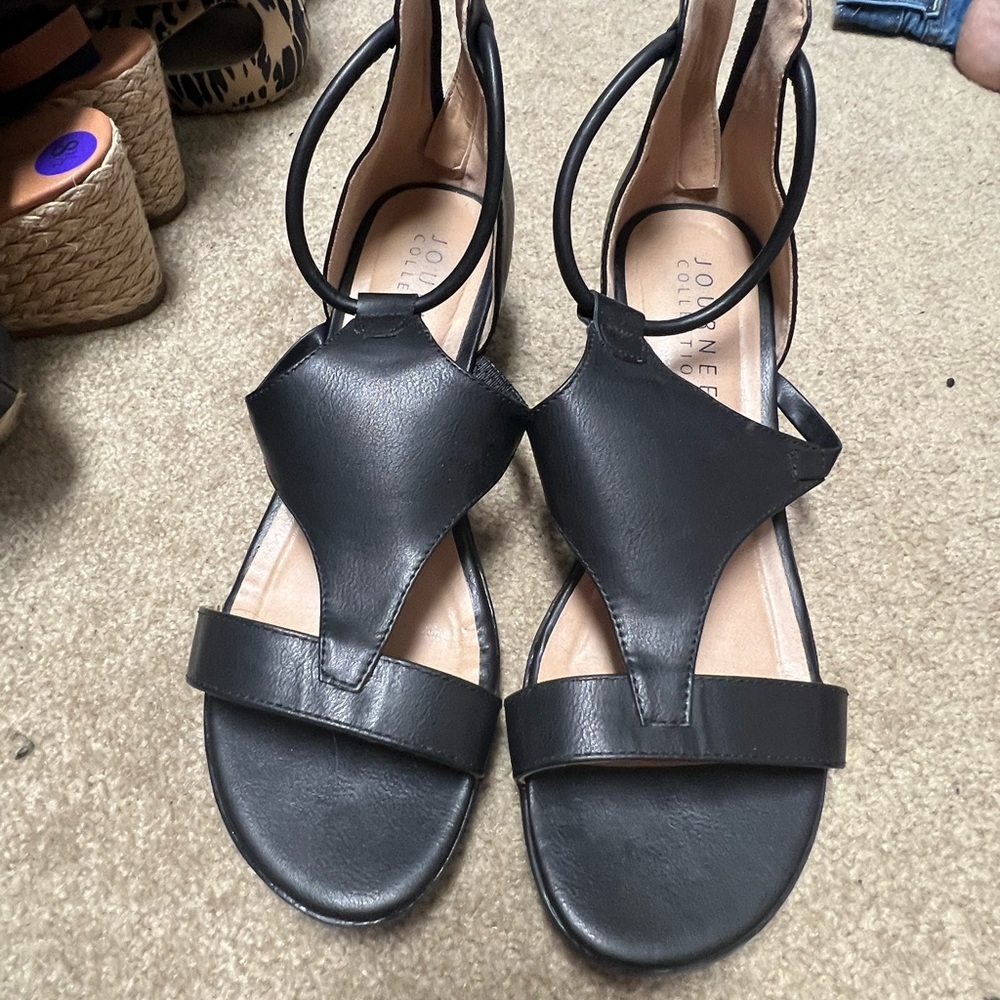 Black Leather Women's Sandals